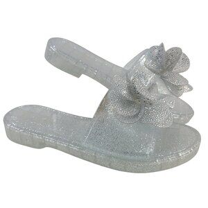 Jessica Simpson Kerah Womens Glitter Jelly Sandals With Floral Design Clear Sz10